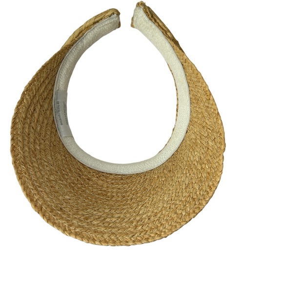Liz Claiborne Open Visor Woven Straw Sun Visor Natural Braided Hat Beach Garden - Picture 13 of 13